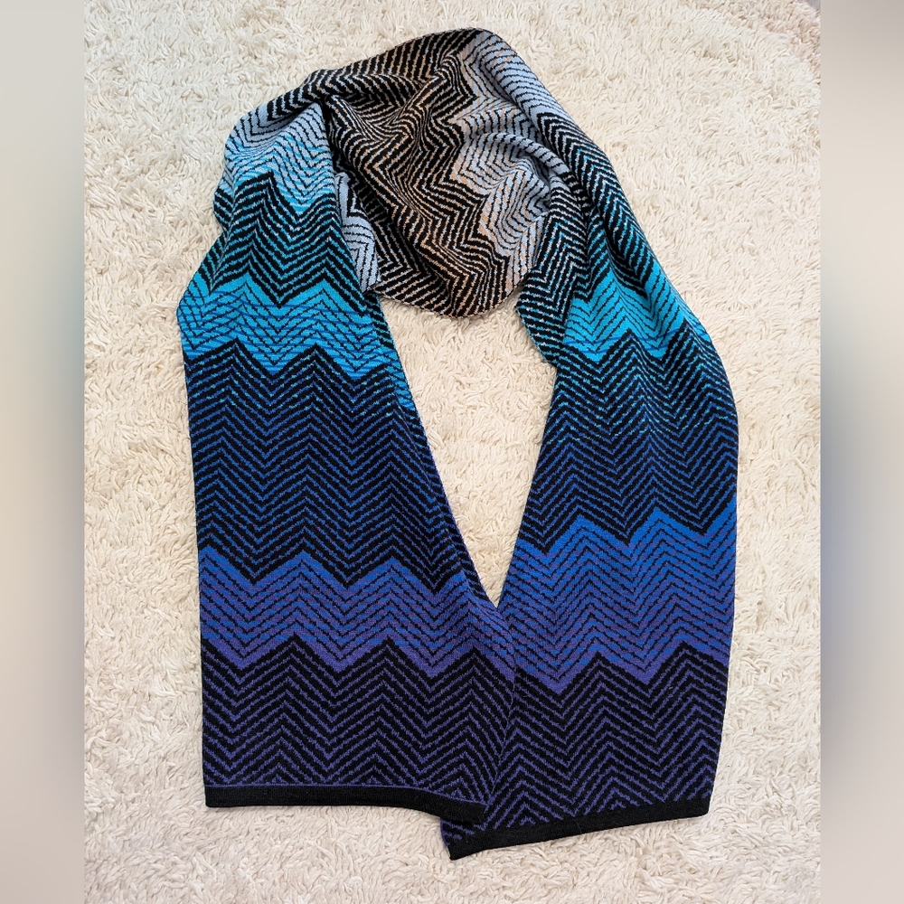 Missoni Wool Blend Wide Southwestern Aztec Zig Zag Scarf